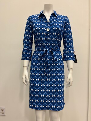 Mlle Gabrielle Womens printed stretch 3/4 sleeve collared knee length Dress  w ti | eBay