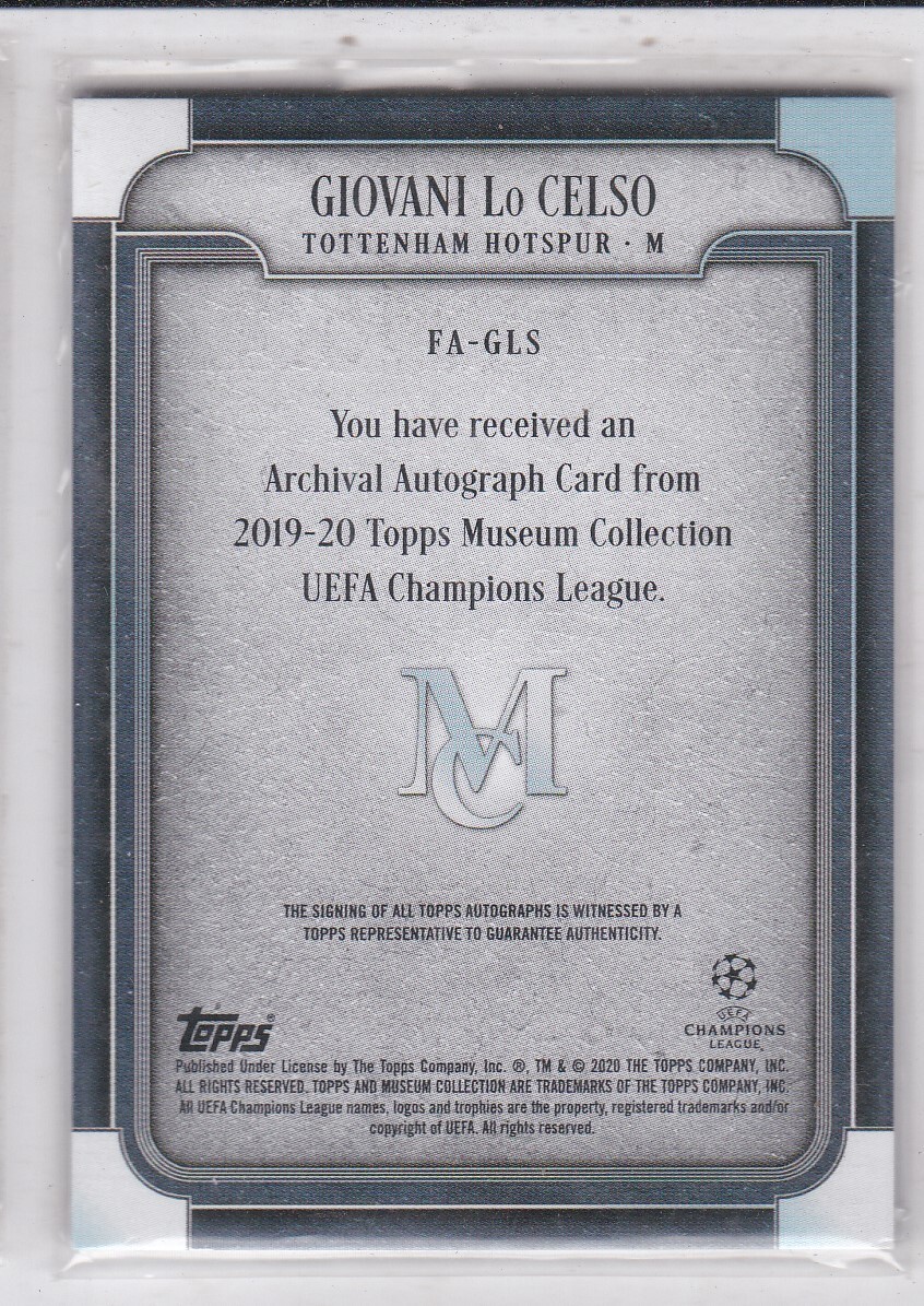 topps finest 19-20 ロ・チェルソ 2019-20 Topps Museum UEFA Champions #FA-GLs Giovani Lo Celso