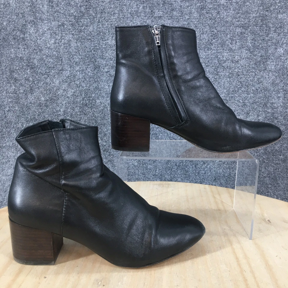 J Jill Botas Mujer 6 Brigitte Informales Cremallera Lateral Botín al Tobillo Negro Cuero Tacones Foto 2 de 4