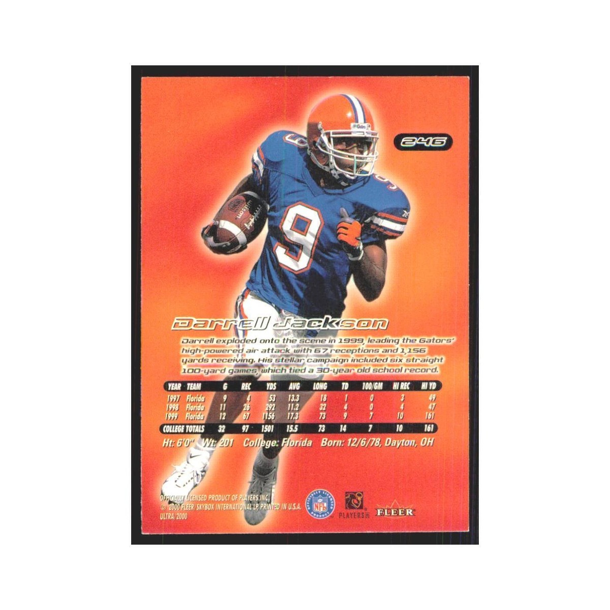 Darrell Jackson Rookie 2000 Fleer Ultra #246 Seattle Seahawks
