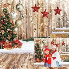 8X8FT Christmas Backdrop Wood Floor Backdrop Winter Snow Xmas Tree Gift Chris...