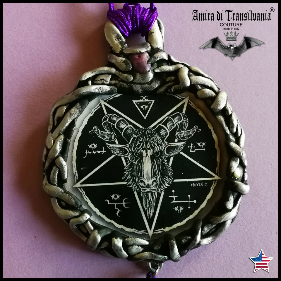 Talismán satánico colgante amuleto collar wicca joya gótica diablo pagano baphomet Foto 2 de 4