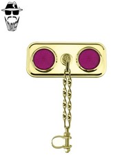 1x ORIGINAL LOWRIDER Rectangle Gold Mirror Double Flat Twisted Purple Reflectors