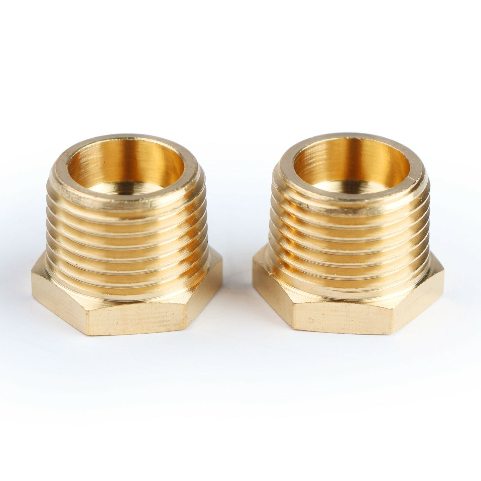 U.S. Solid Brass Fitting Hex Bushing NPT 1/2" Male x 1/8" Female, 2pcs