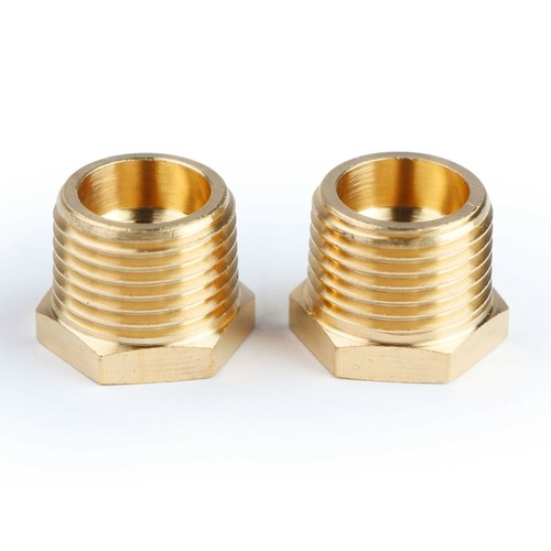 U.S. Solid Brass Fitting Hex Bushing NPT 1/2" Male x 1/8" Female, 2pcs