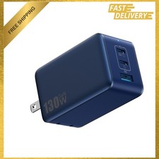 130W USB C Wall Charger GaN III 3-Port Fast Charging Station for MacBook Pro Air