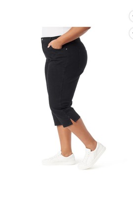 Gloria Vanderbilt Amanda Womens Capri Jeans Black 24W Slimming Plus Size Spring