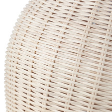 Natürlicher hellbrauner geflochtener Rattan Tischlampenfuß mit weißem Kabel und Schalter...