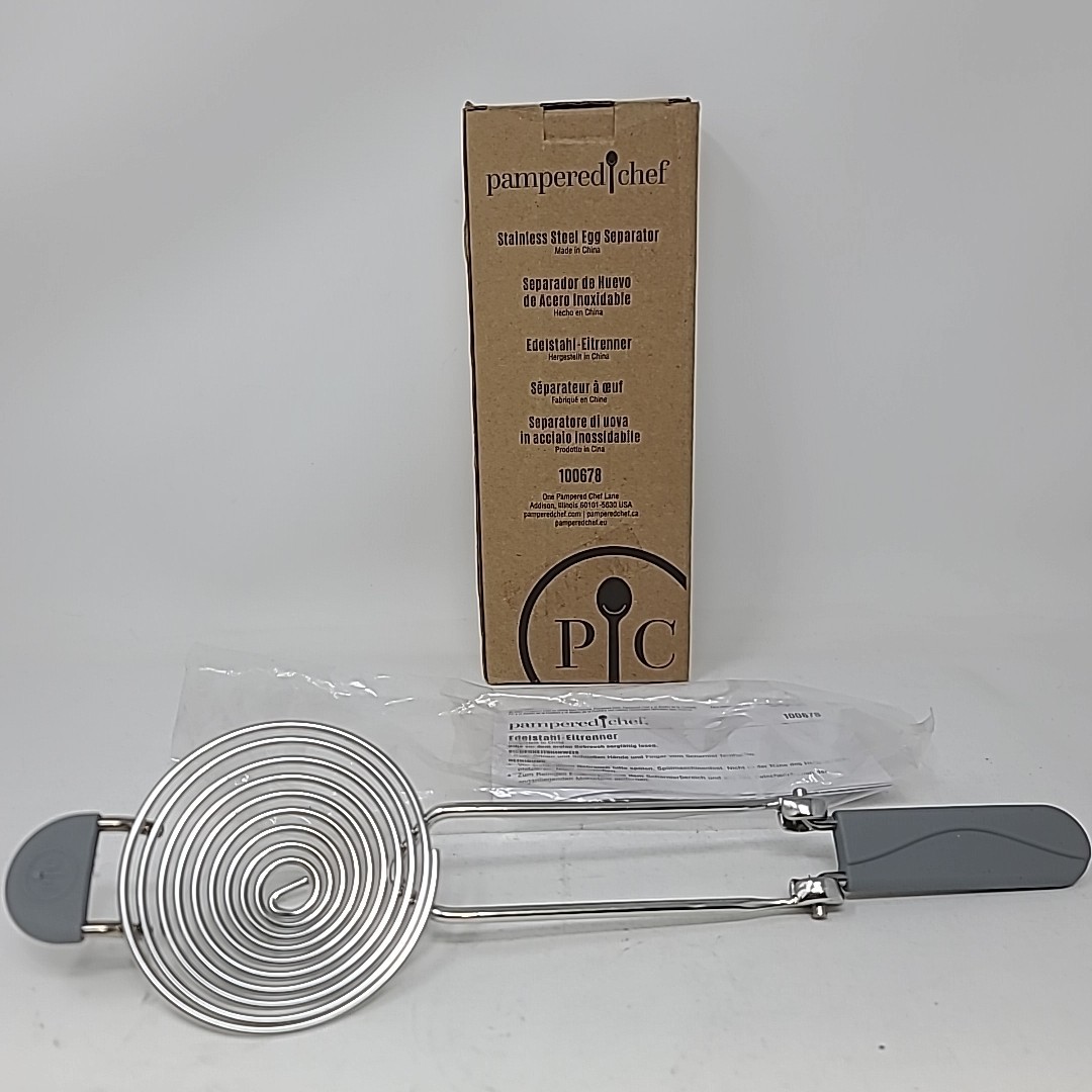Pampered Chef Egg Separator 1187 Stainless Steel Vintage Item Retired Open Pkg