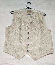Vintage Wah Maker Ivory Brocade Vest Silk Western Formal Size M USA