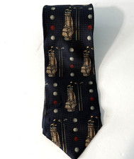 Resilio Golf Bag Neck Tie dark navy background USA made 100% silk textured