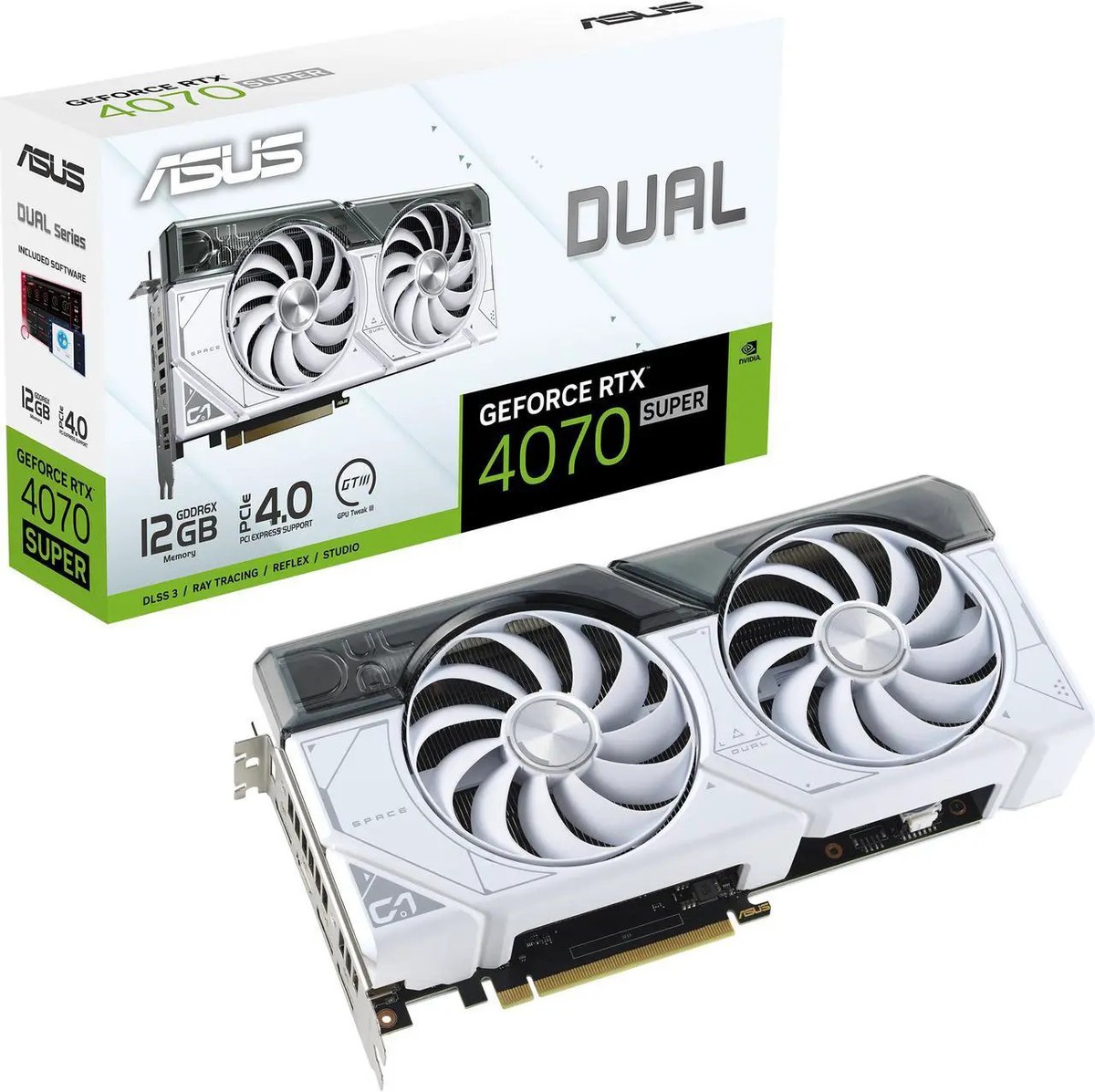 Factory Refurbished) ASUS RTX 4070 SUPER DUAL-RTX4070S-12G-WHITE