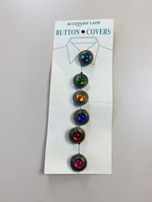 Vintage NONY New York Colorful Faux Gemstone Button Covers Set of 6 on Card