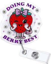 Doing My Berry Best Funny Nurse Badge Reel, ID Badge Holder Retractable Clip for