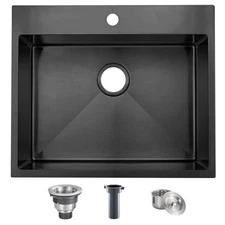 18X18 Topmount Bar Sink, Gunmetal Black 16 Gauge Stainless Steel, Single Bowl