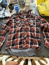 Affliction Mens Button Up Long Sleeve Black Premium Red Plaid Sz M Shirt Y2K VTG