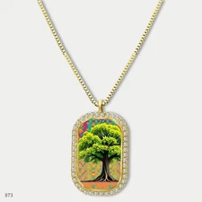 Amazing Colorful Tree of Life Pendant Necklace Chain Image Dog Tag Chain Gift De