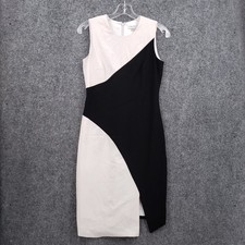 Calvin Klein Sheath Dress Womens 2 Black Colorblock Sleeveless Career