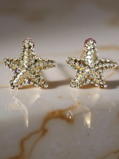 Gold-tone rhinestone star stud earrings