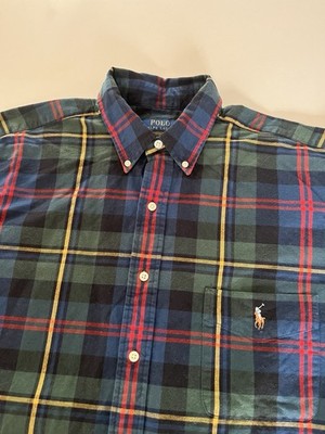 Polo Ralph Lauren… Plaid Oxford Cotton Button down Shirt…Sz XLT