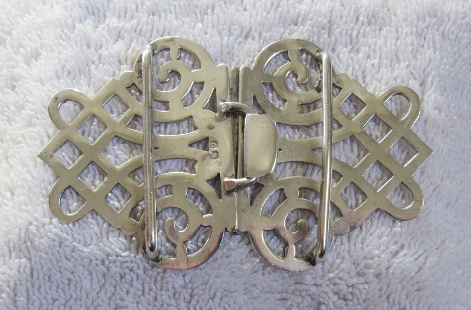1890's British Hallmark Chester Sterling Silver Arts Crafts Period Belt Buckle - Image 3 of 4