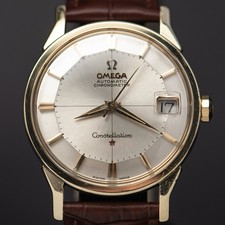 1962 OMEGA CONSTELLATION PIE PAN MIRINO SUNBURST DOG-LEG CAL 561 REF 168.005