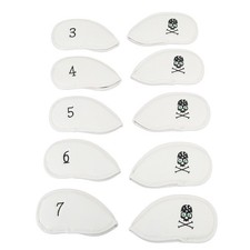 10 Pcs Skull Head Iron Cover Golf Club Headcovers With White