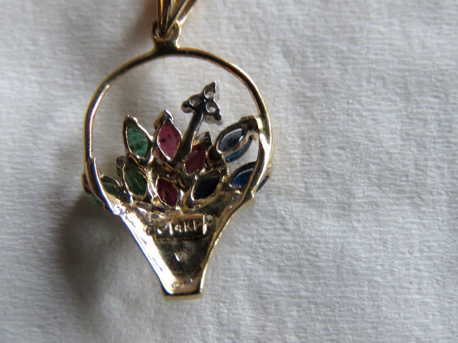 Solid 14k Yellow Gold Ruby Emerald Sapphire Diamo… - image 6