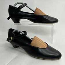 VTG TicTacToes Mary Jane Shoes Women 9.5N Black Leather Character Dance USA Made