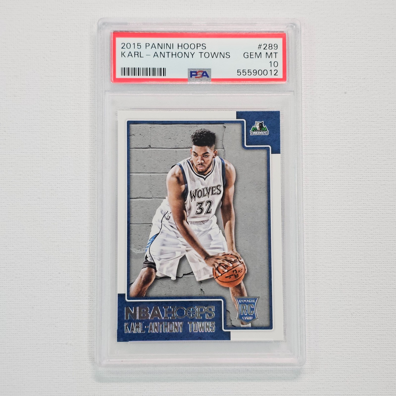 2015-16 Panini Hoops #289 Karl-Anthony Towns Rookie RC PSA 10 GEM MT @4B