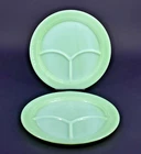 Vintage Fire King Jadeite Restaurant Oven Glass Divided Grill Plates Set of 2