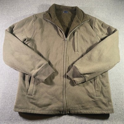 Gap Mens Full Zip Fleece Lined Jacket Brown Casual Coat Outdoor Warm Layer