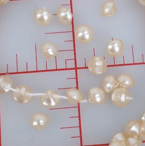 4,320 vintage 6mm tiny glass shank doll buttons ivory pearl Japan 1/4" beads - Image 2 of 4