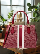 Michael Kors Marilyn Medium MK Messenger Tote Women Handbag Cherry Purse Satchel