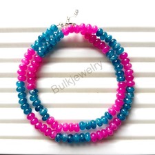 AAA Quality Candy Multi Color 6mm Smooth Rondelle Shape Beads . Rainbow Color