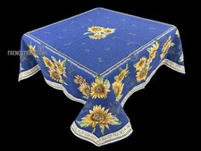 French Provencal Jacquard Heavy Woven Tablecloth Sunflowers Made in France 57X57