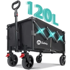 Collapsible Wagon Cart Foldable with 220LBS Weight Capacity, Lightweight Port...