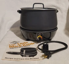 West Bend 4 Qt. Little Black Kettle Cooker Non Stick Interior & Recipes & Care