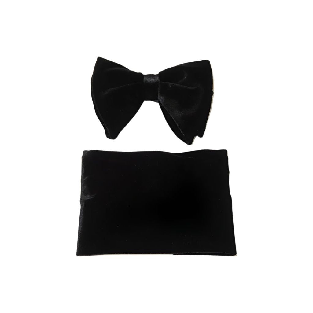 Строгий мужской смокинг с бархатной бабочкой и большим галстуком-бабочкой / носовой платок от J.Valintin JVBT-12