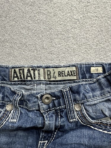 Ariat M4 Shorts Boys 10 Blue Denim Relaxed Western Youth Kids - Picture 2 of 14