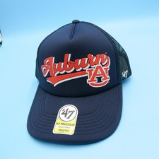 '47 Brand Trucker Hat Youth Auburn Tigers Navy Blue Orange Mesh Snapback Cap