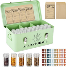 60 Slots Seed Storage Box with 4 Dividers, Metal Seed Storage Organizer Saving B
