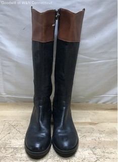 Franco Sarto Clove 2 Black Brown Leather Knee High Riding Boots Women's Size 10