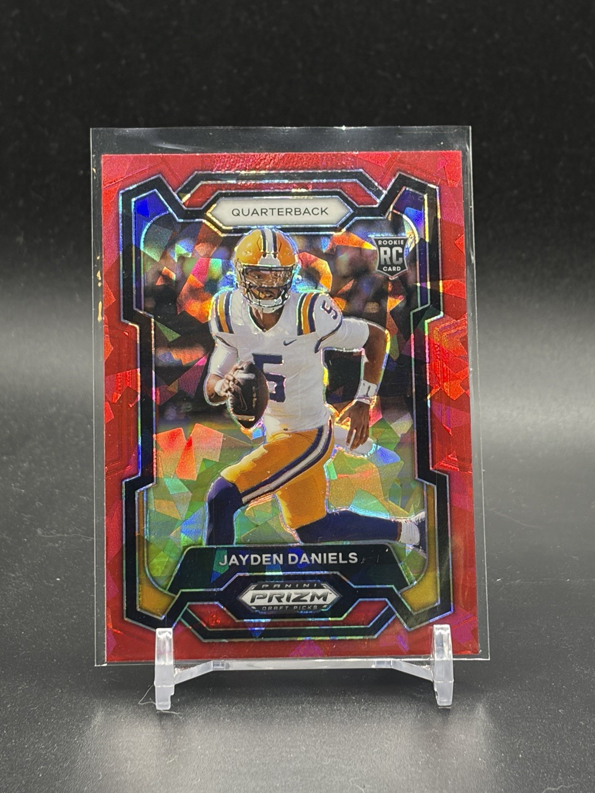 2024 Panini Prizm Draft Picks Jayden Daniels Red Cracked Ice Rookie #108