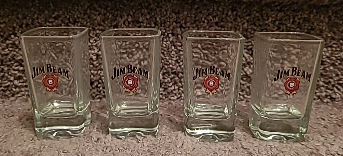 ジムビームオブジェ JIM BEAM Logo Shot Glass w/ Squared Base (LOT OF 4) | eBay
