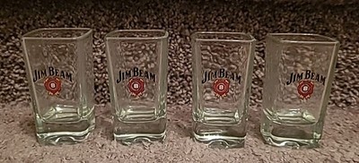 JIM BEAM Logo Shot Glass w/ Squared Base (LOT OF 4) | eBay