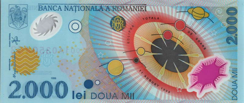 1999/  2000 LEI ROMANIA CURRENCY UNC POLYMER BANKNOTE NOTE MONEY BANK BILL CASH
