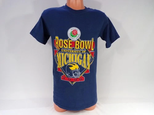USA Vintage Nutmeg Michigan Rose Bowl 1990 T Shirt Mens Medium 100% Cotton G25