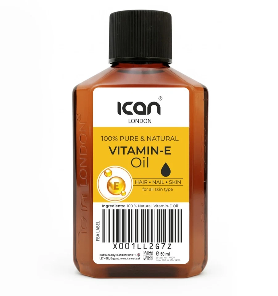 ICAN LONDON Ican 100% pure & natural vitamin e oil for hair, skin 50ml travel size