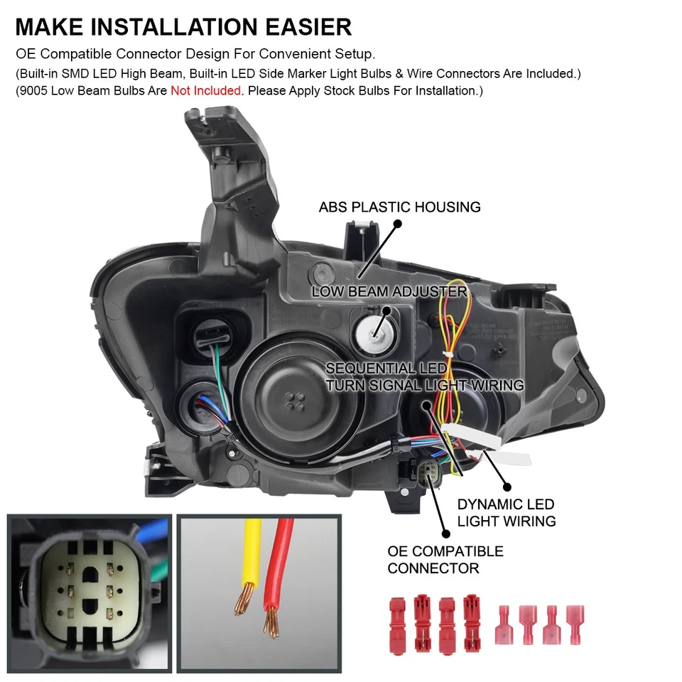 Black Fits 2019-2024 Chevy Malibu Projector Headlights Sequential LED Signal Foto 4 de 4